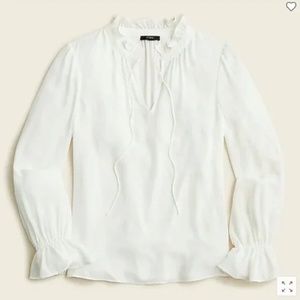 J. Crew Drapey Ruffle Tie-Neck Top S NWT Ivory